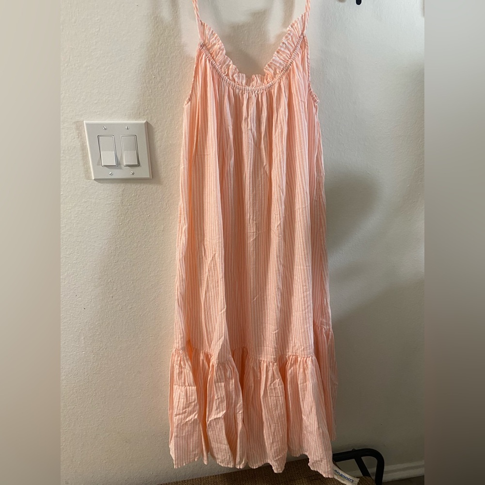J Crew Pink Striped Maxi Coverup M/L